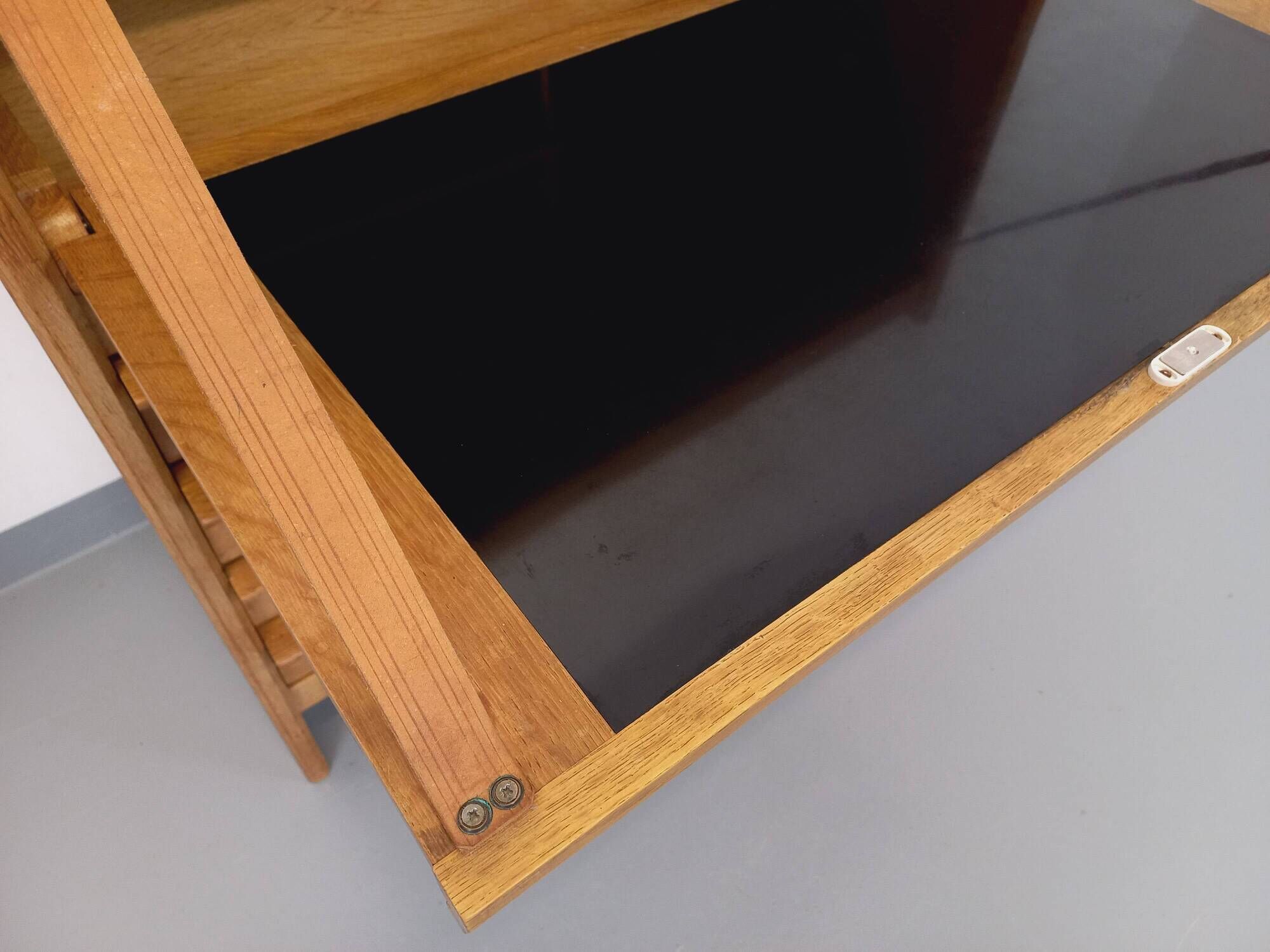 Vintage Guillerme and Chambron secretary desk in solid oak from the 50s and 60s