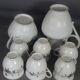Old coffee set 8 pcs porcelain decoration painted with grapefruit around 1900