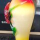 vintage vase glass gradient red yellow relief flower 22cm