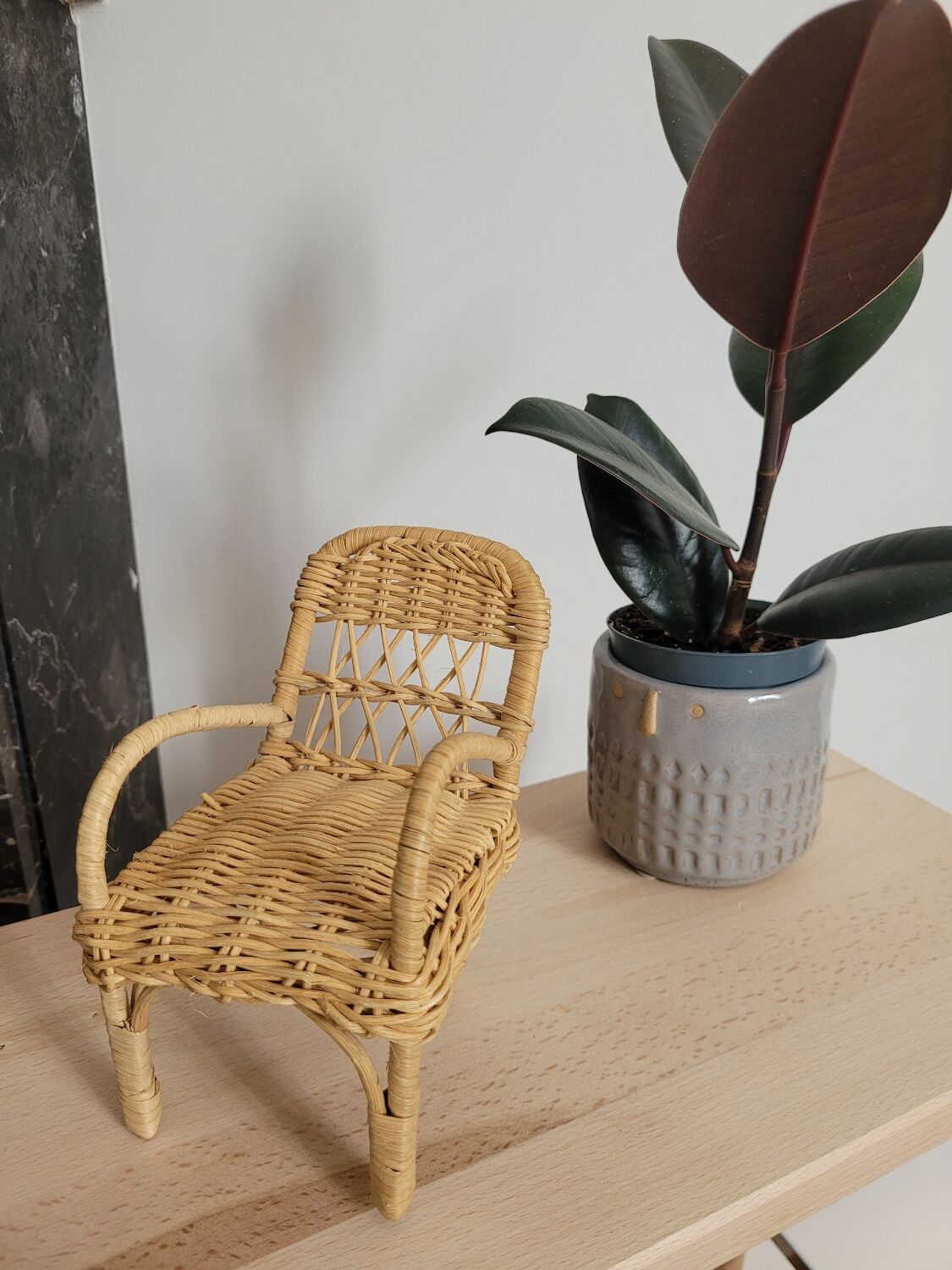 Rattan armchair for dollhouse