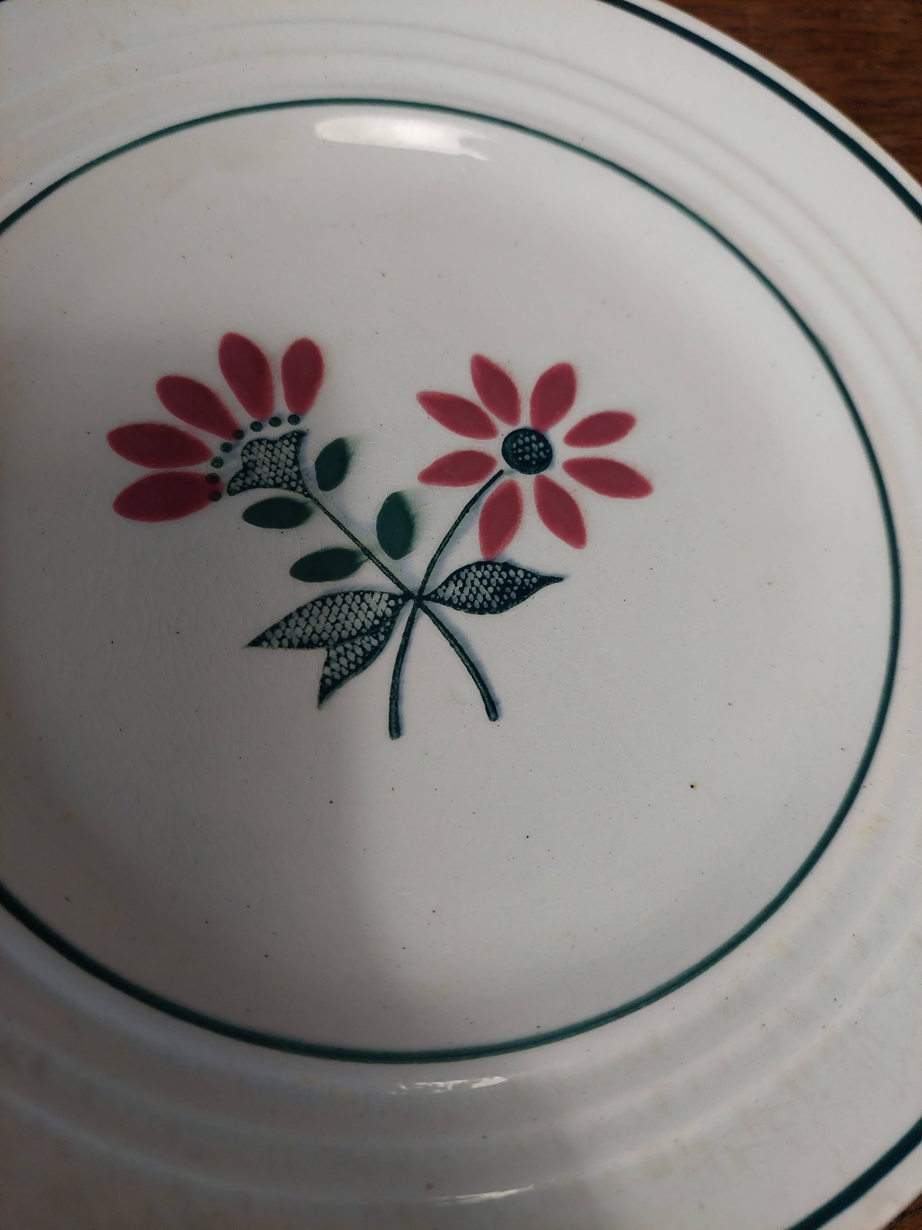 Pair of Ceranord earthenware dessert plates, Gigi model