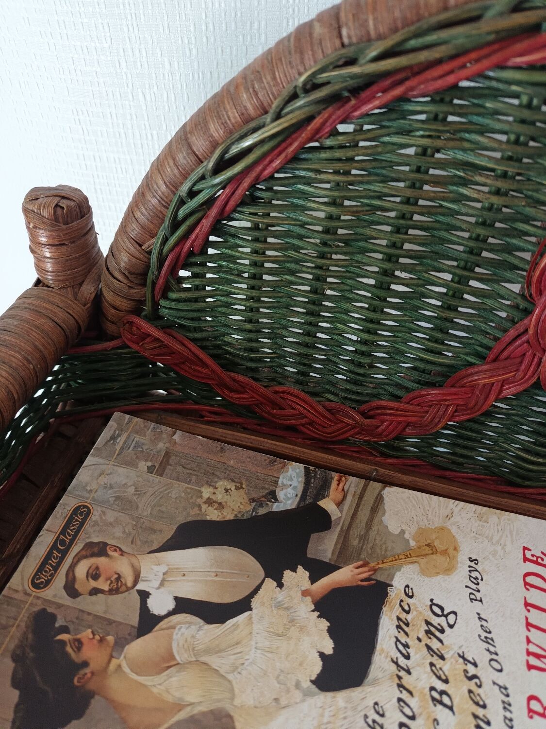 Vintage wicker wall shelf