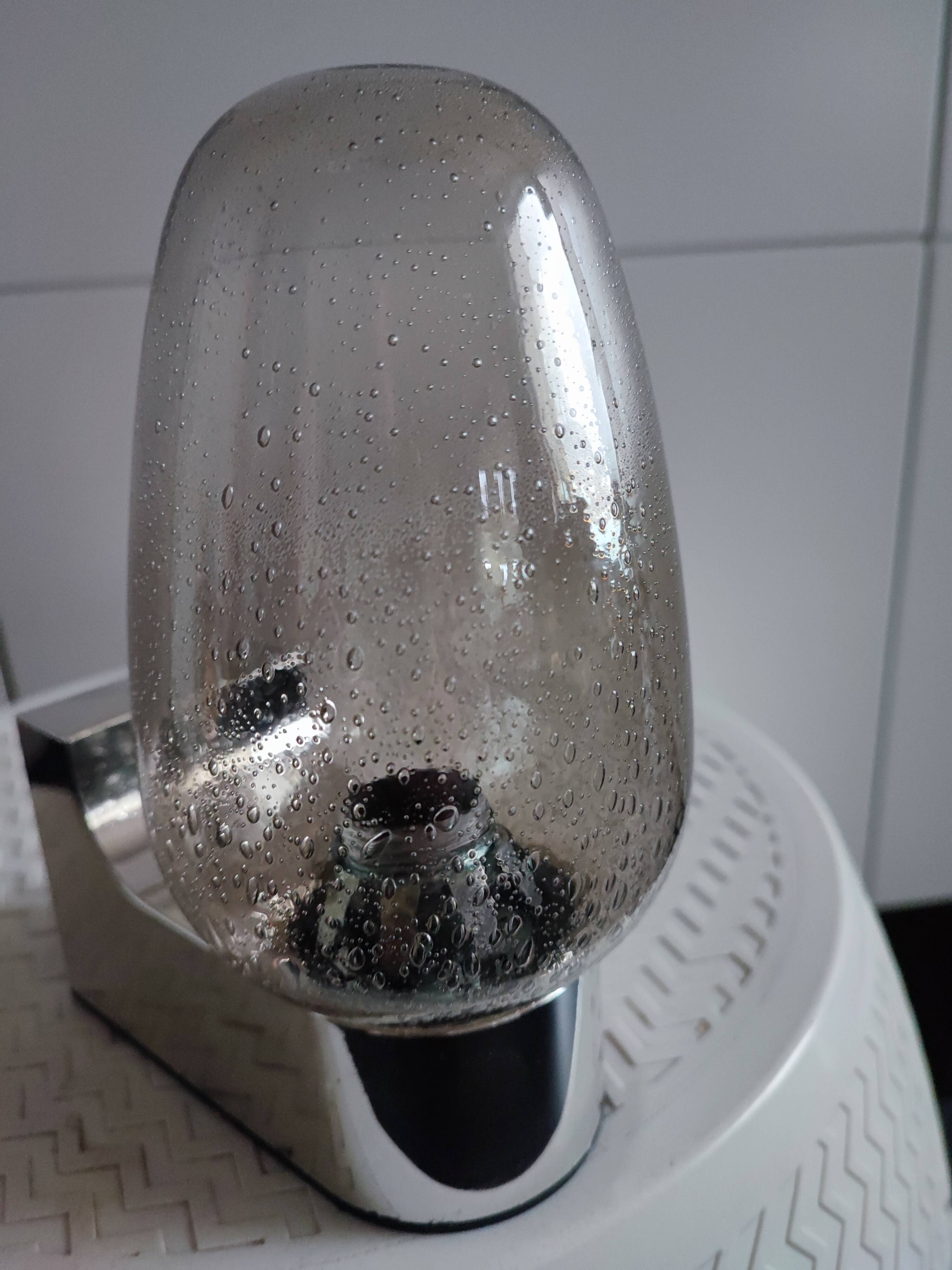 Keuco space age wall light. Chrome and bubble glass.