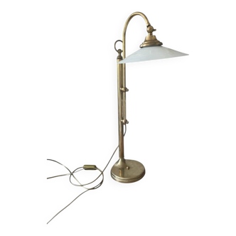 lampe italienne en laiton et opaline bras coulissant 67cm