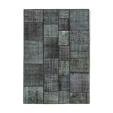 Tapis turc surteint fait à la main 171 cm x 246 cm Tapis Patchwork Noir