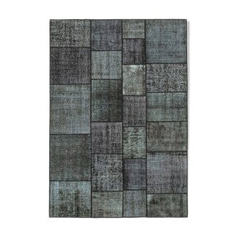 Handmade Turkish Overdyed 171 cm x 246 cm Black Patchwork Rug