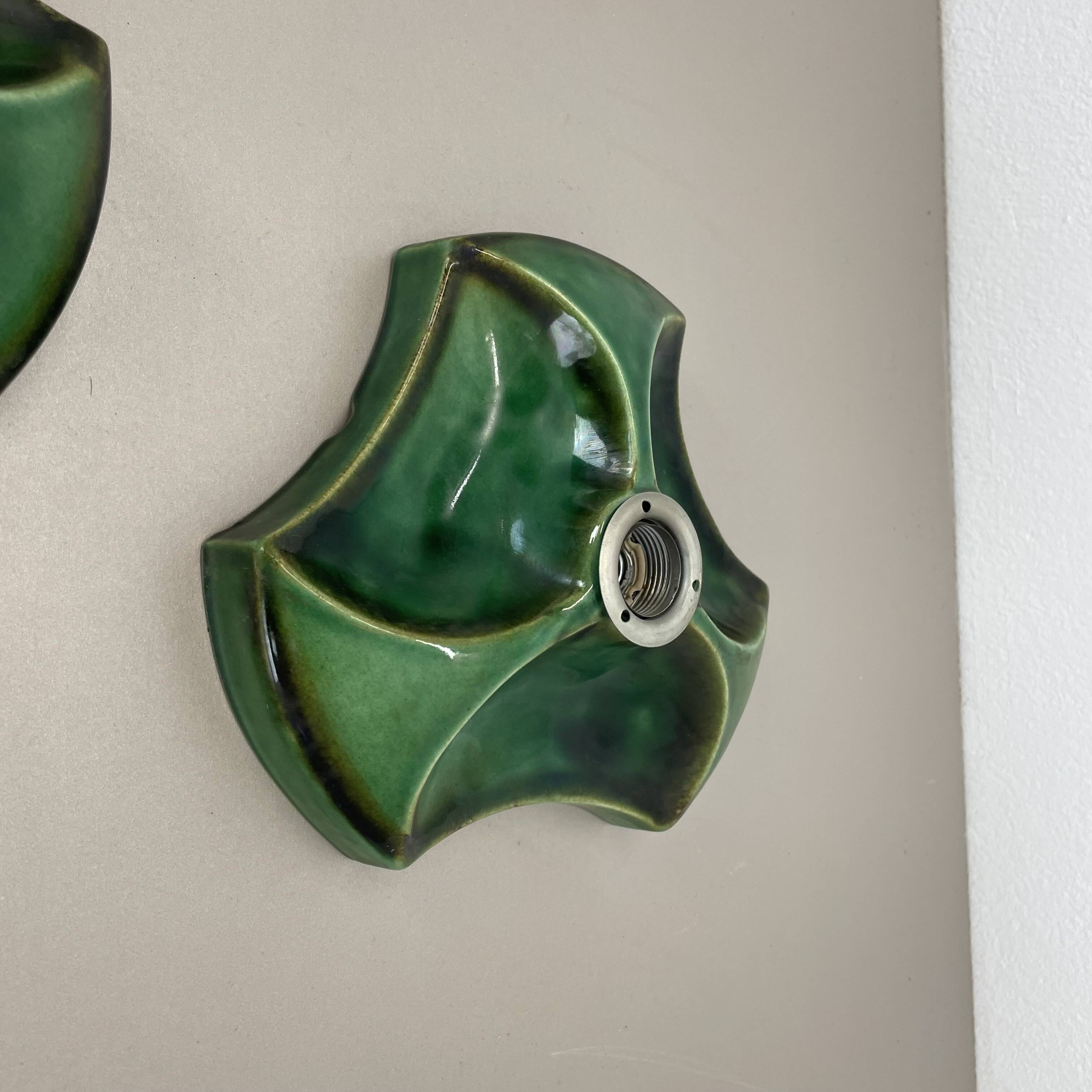 Set of Two Modernist Ceramic Fat Lava Wall Lights by Pan Ceramics, Germany