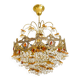 Lustre vintage exceptionnel en cristal style Murano orange, laiton, 5