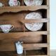 Vaisselier en bois ciré , haut de buffet antique
