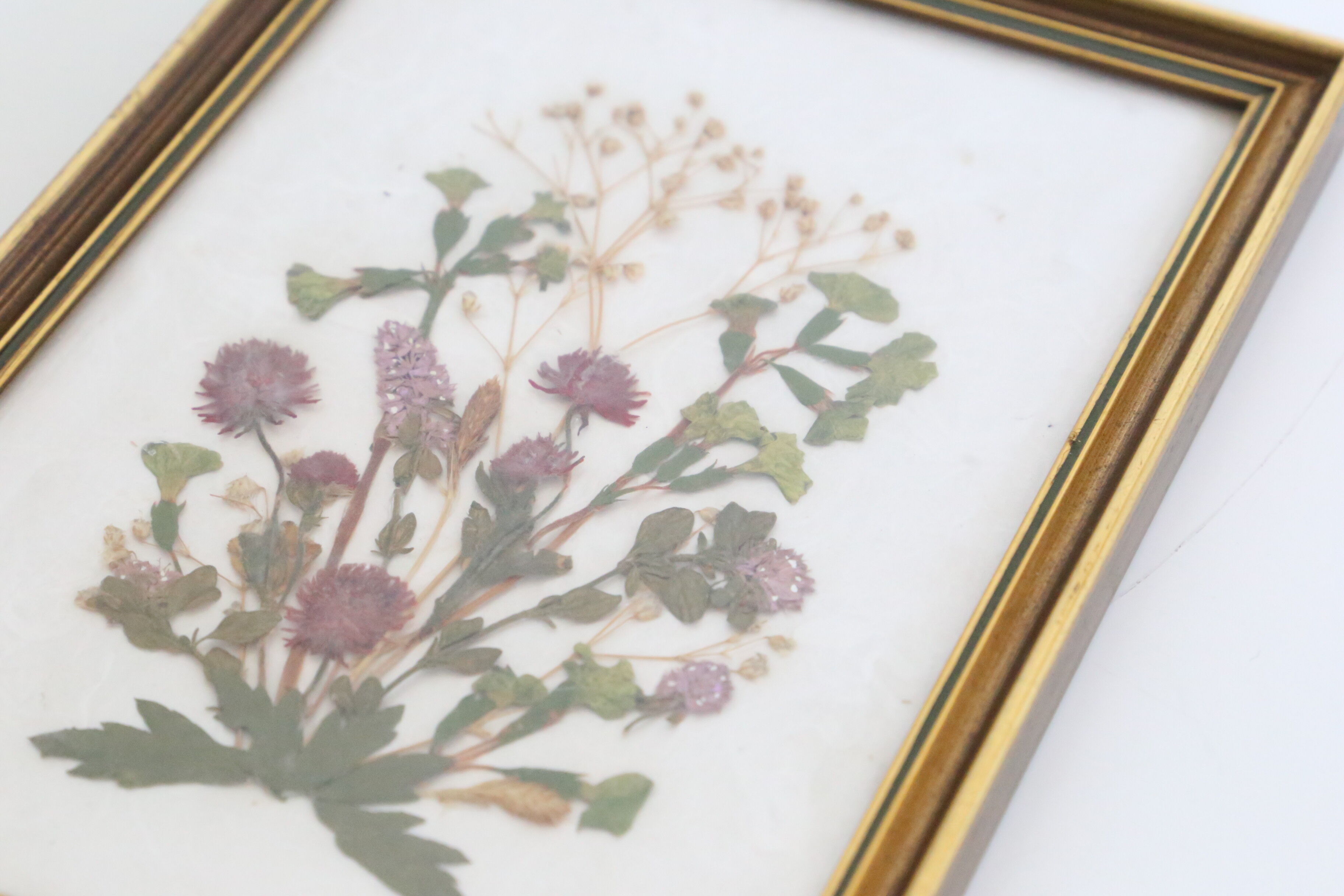 Table of dried flowers on beige, vintage, handicrafts