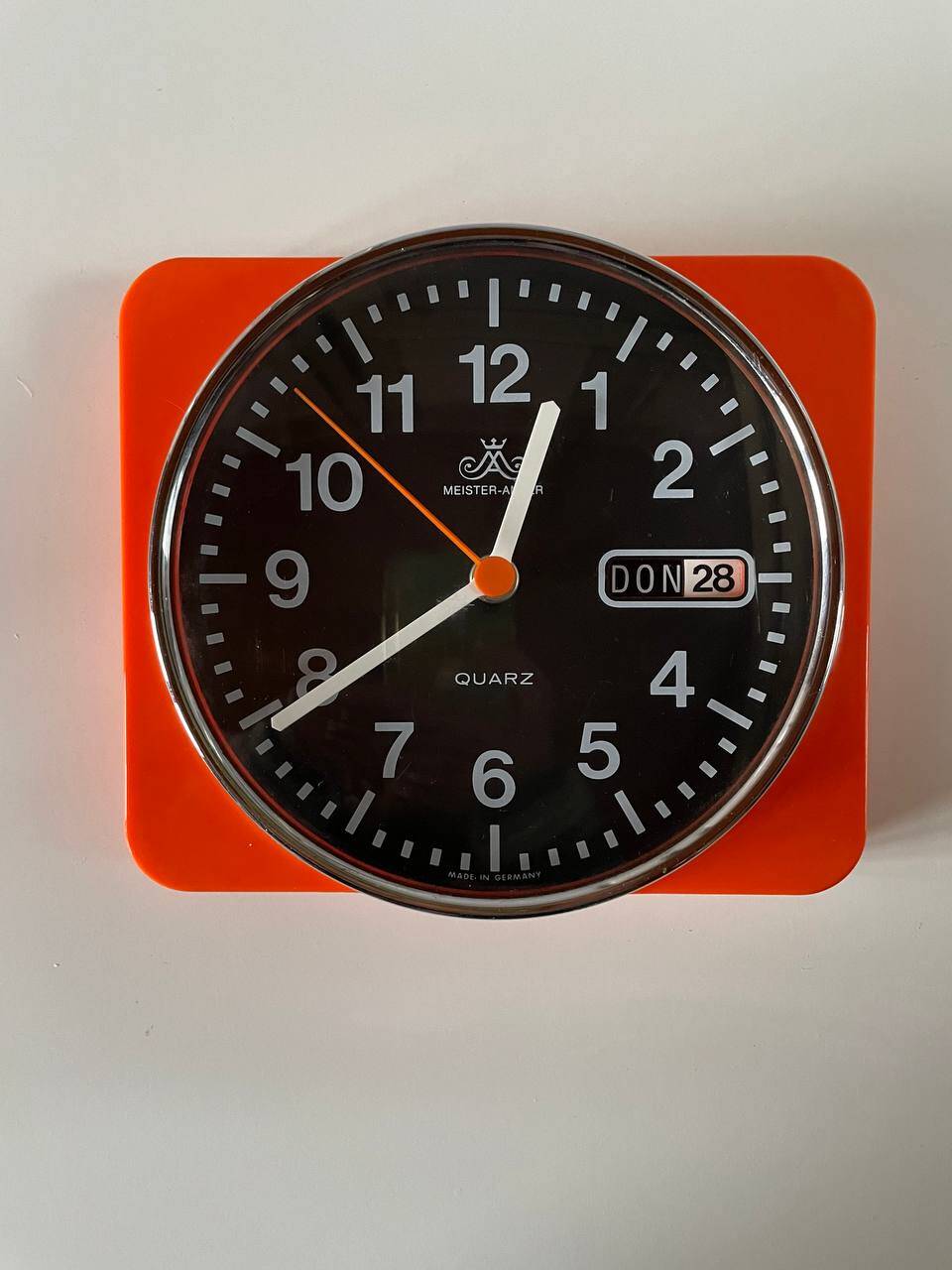 Vintage Orange Clock from Meister-Anker