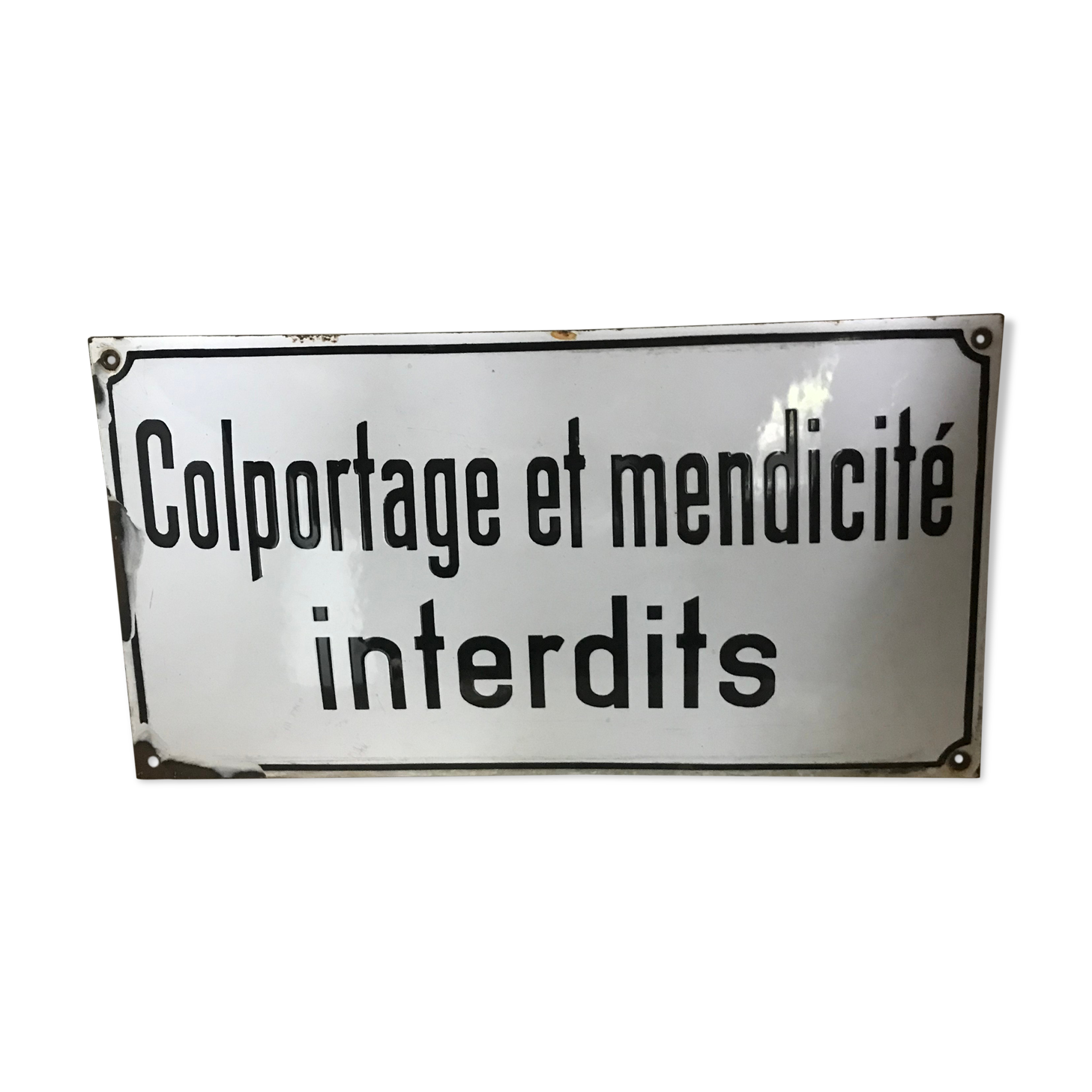 Enamelled plate peddling and begging prohibited