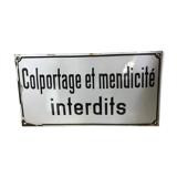 Enamelled plate peddling and begging prohibited