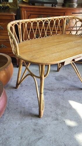 Rattan desk with 1 drawer ref JE