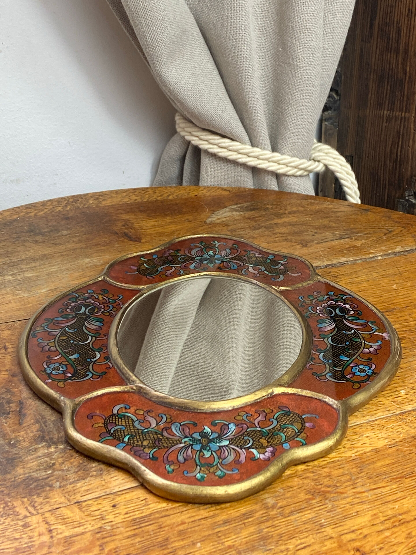 Miroir péruvien en bois et verre