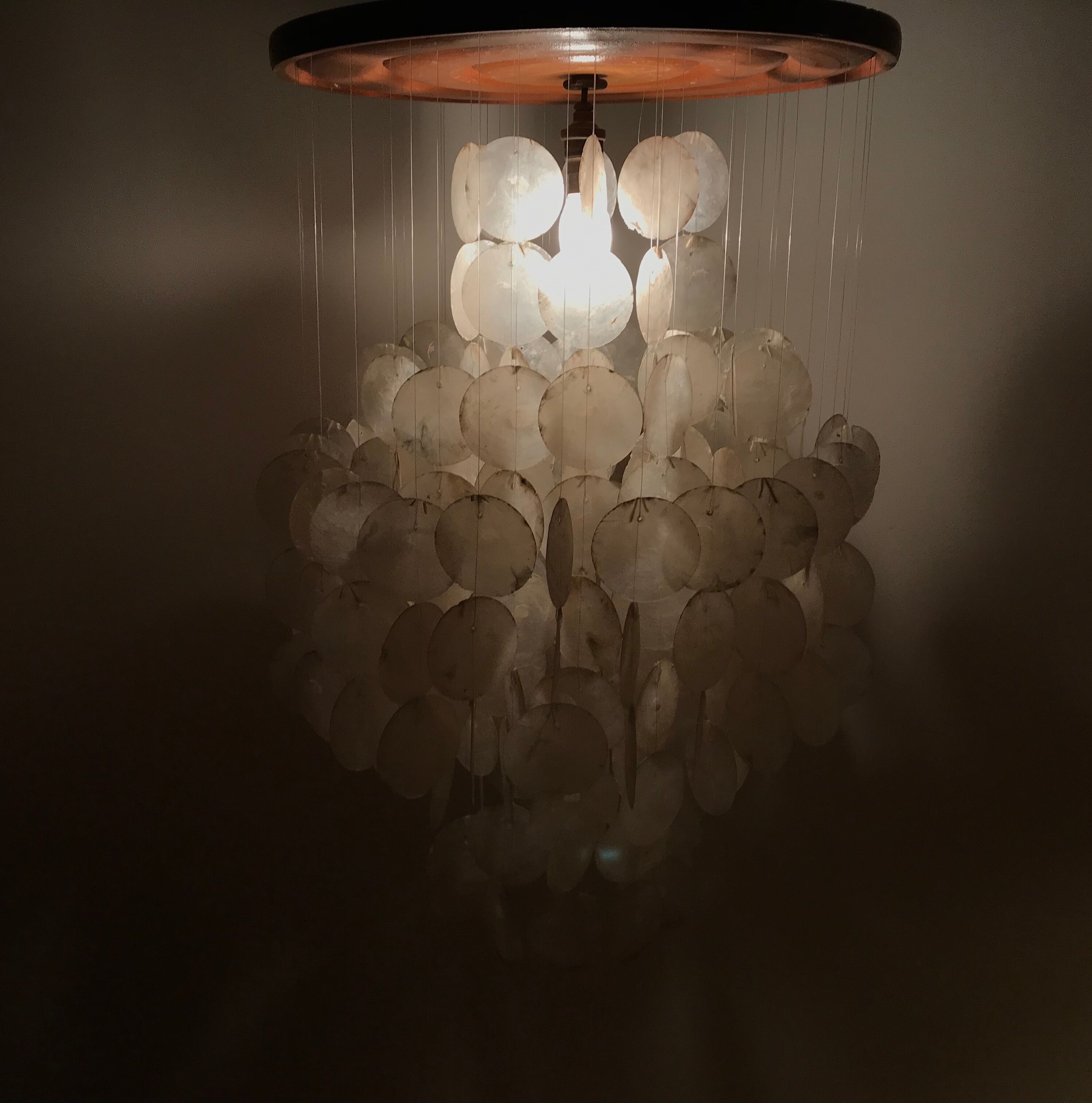 Suspension with mother-of-pearl stamps