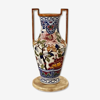 Vase Gien 29 cm "Pivoines", restaurations