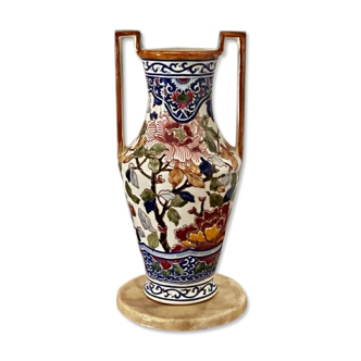 Vase Gien 29 cm "Pivoines", restaurations