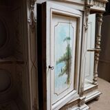 Italian hand-painted Console Table with Mirror and floral painting