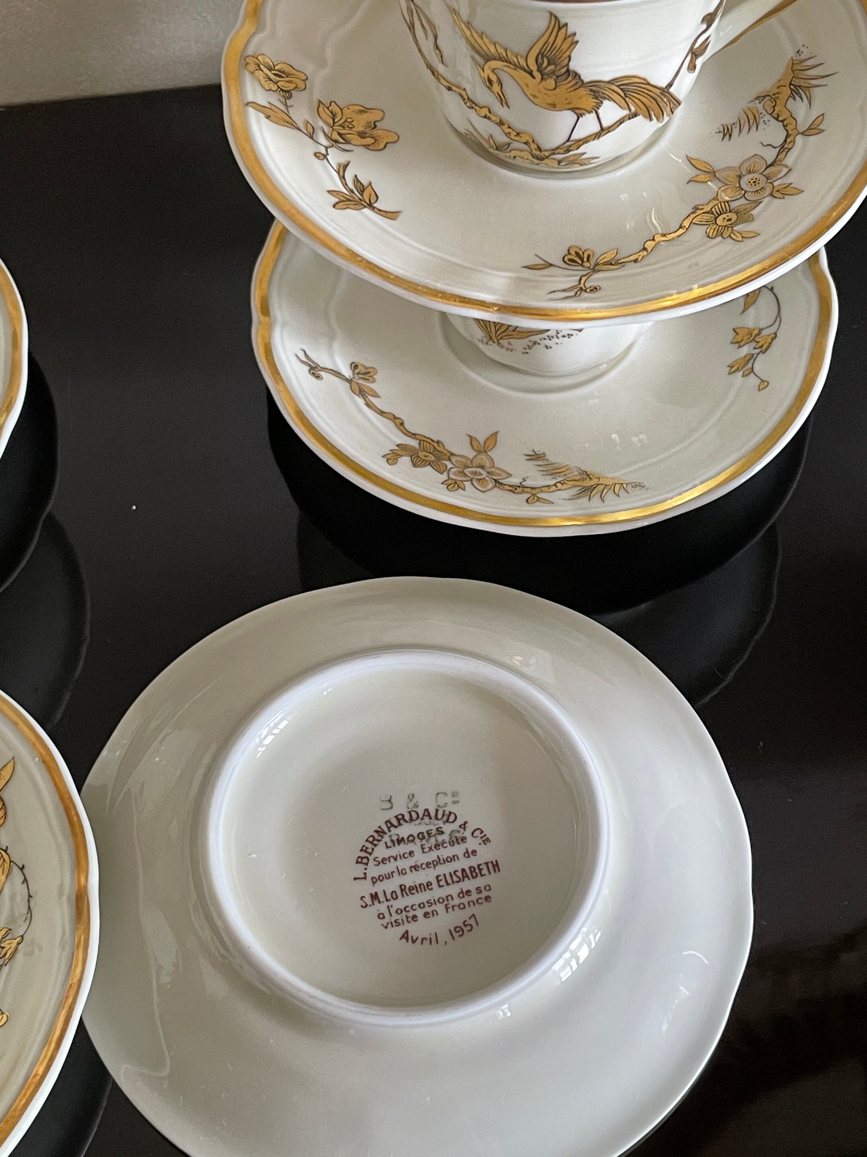 Coffee service Bernardaud Limoges Reine Elisabeth 1957