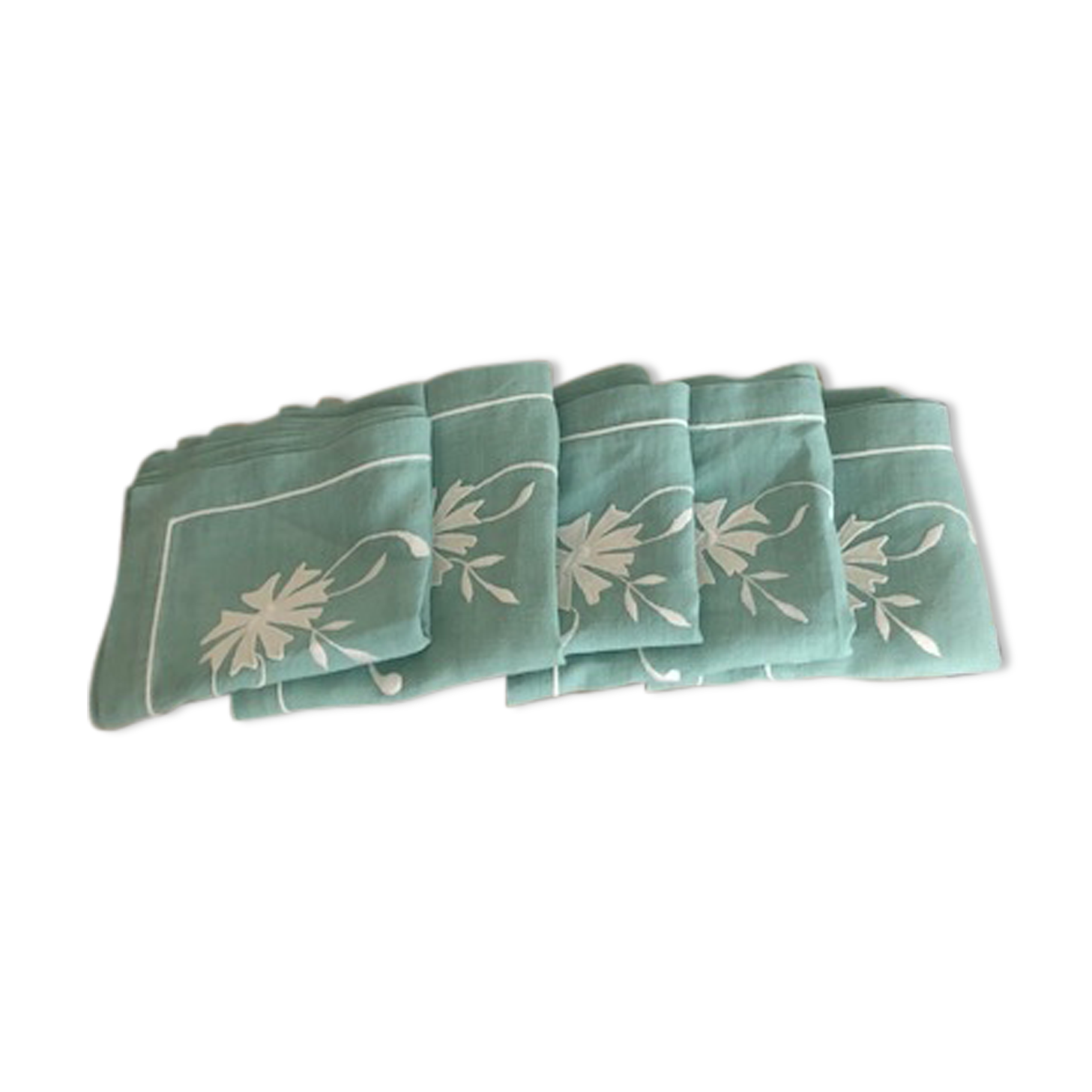 Set of 5 embroidered vintage napkins