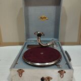 Ancien gramophone  - phonographe portable orphée dans sa boite en bois