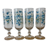 Vintage lot de 4 flûtes Arcopal véronica myosotis