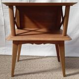 1950s oak bedside table with crossbars