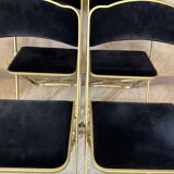 4 velvet and brass chairs