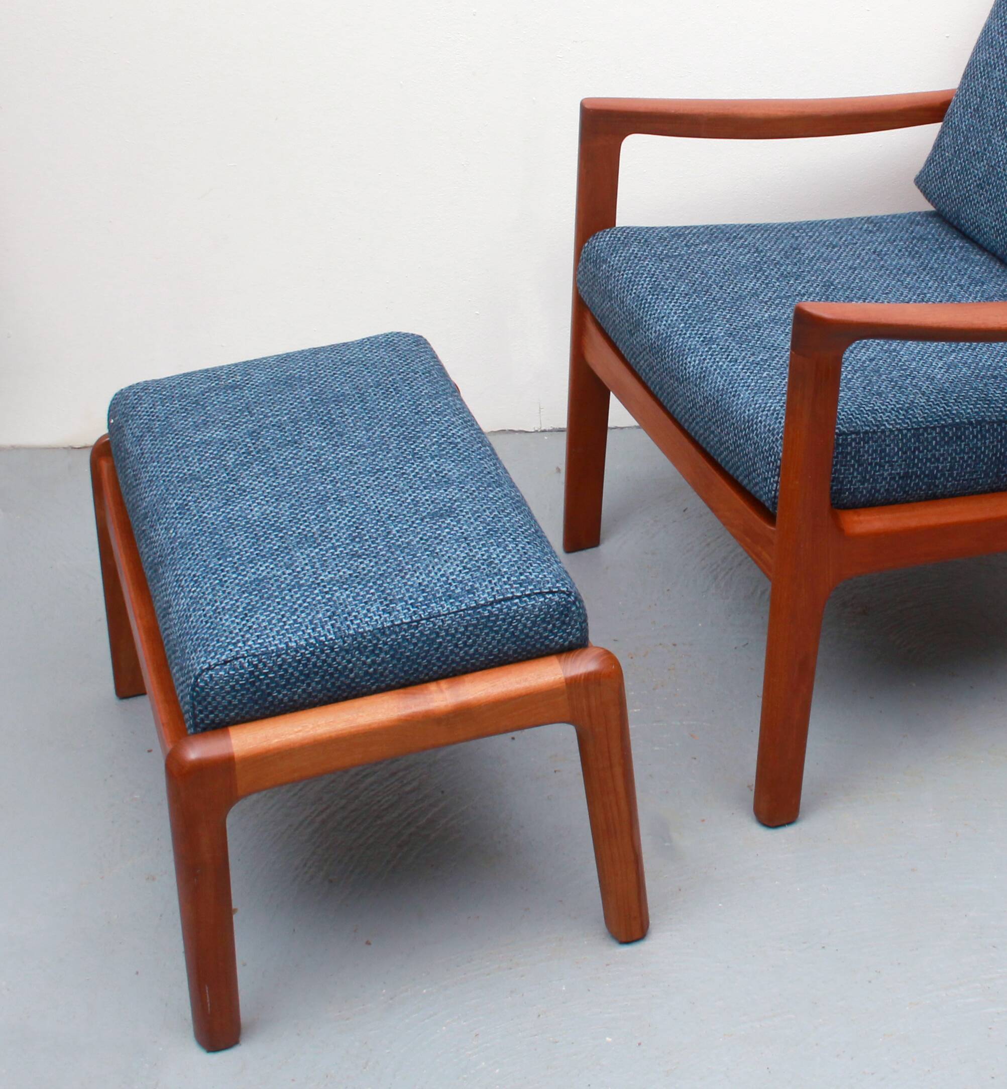 1960s armchair + ottomane teak, Ole Wanscher for Cado