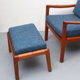 1960s armchair + ottomane teak, Ole Wanscher for Cado