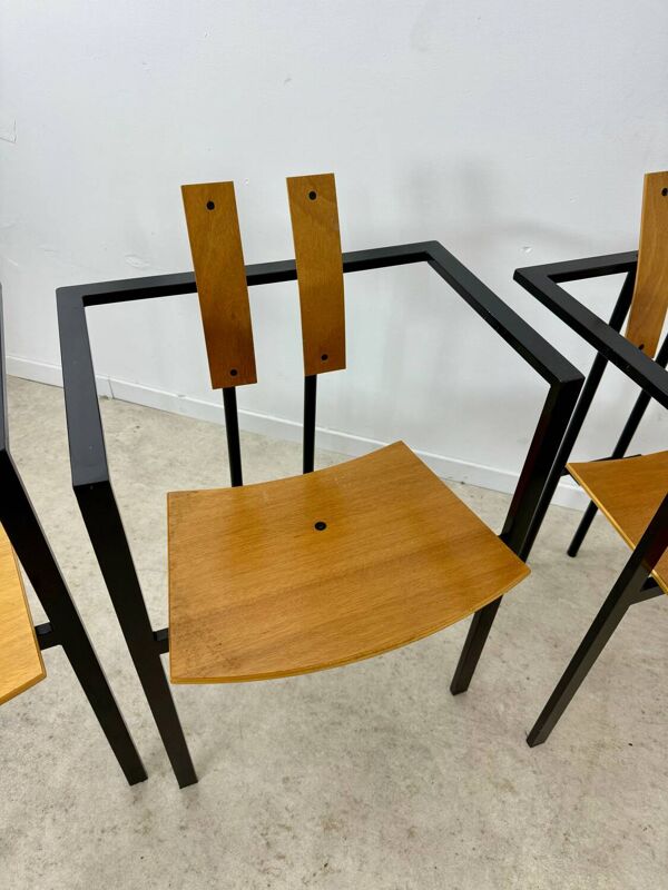 3 anciennes chaises design brut Karl Friedrich Forster modele Trix KFF postmoderne années 70/80