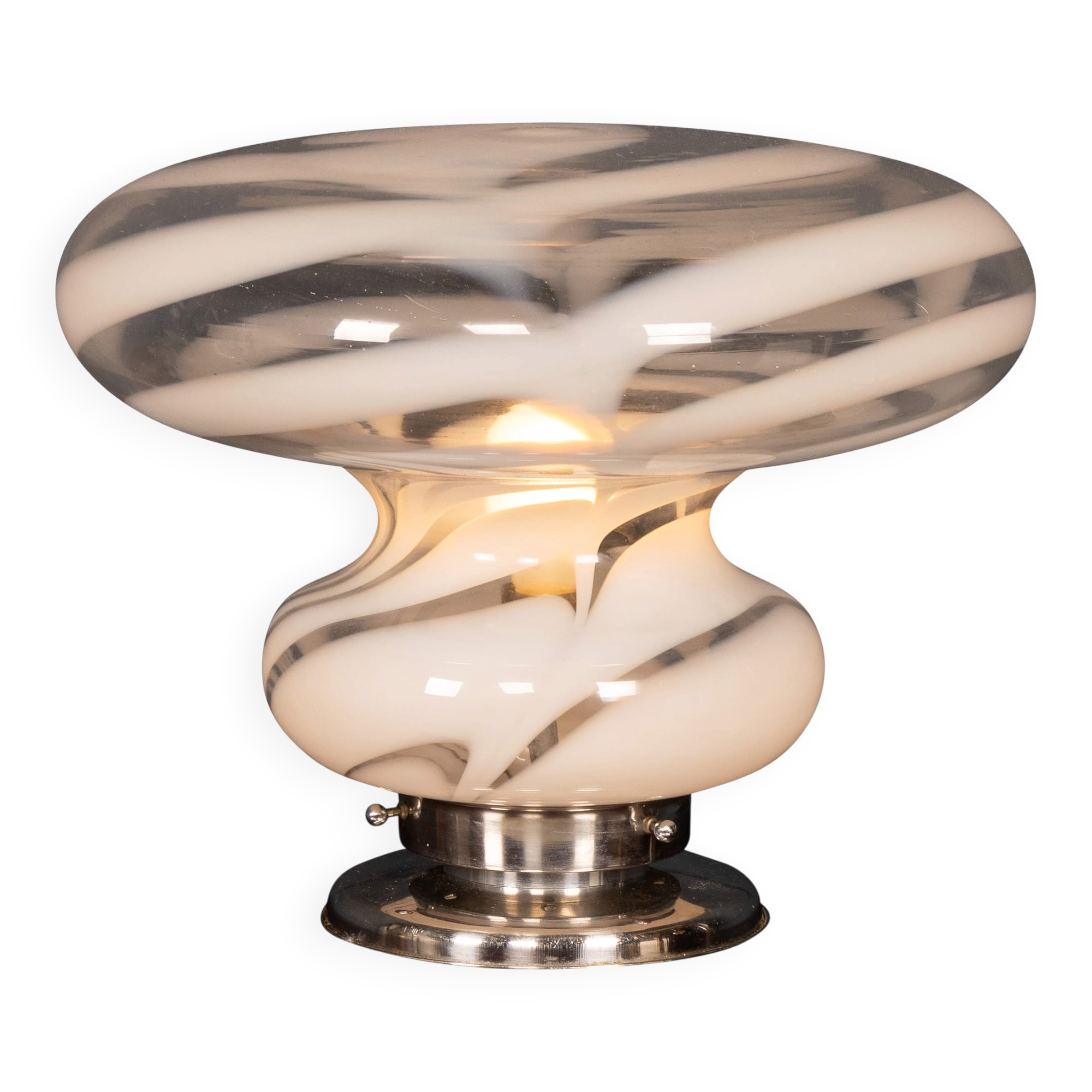 Vintage 20thc italian hand blown glass table lamp, murano c.1970