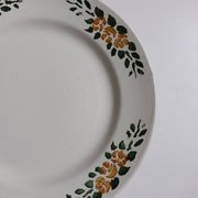 Plat rond à pied ancien signé Labrut frères fleurs