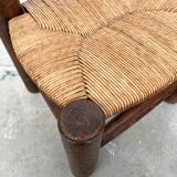 Dudouyt style straw-seated fireplace chair