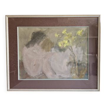 Tableau Femme nu Gouache sur papier marquée du cachet atelier Gabriel SPAT