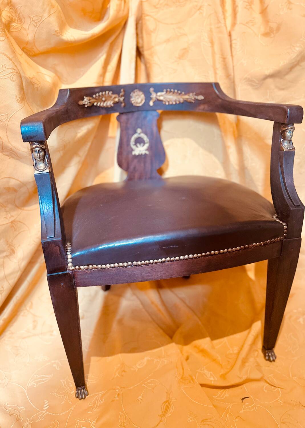 Pair of Empire style restoration armchairs from the 19th century.