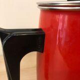 Red enamel coffee maker with filter