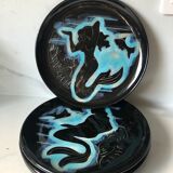 Four plates Vallauris the mermaids