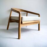 Deep XL wooden chaise longue with cushion