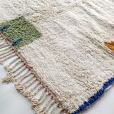 Moroccan berber carpet beni ouarain unbleached with colorful patterns 207x166cm