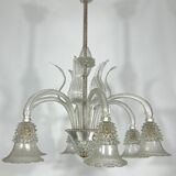 Mid-century six arms Murano Bullicante Rostrato chandelier by Ercole Barovier