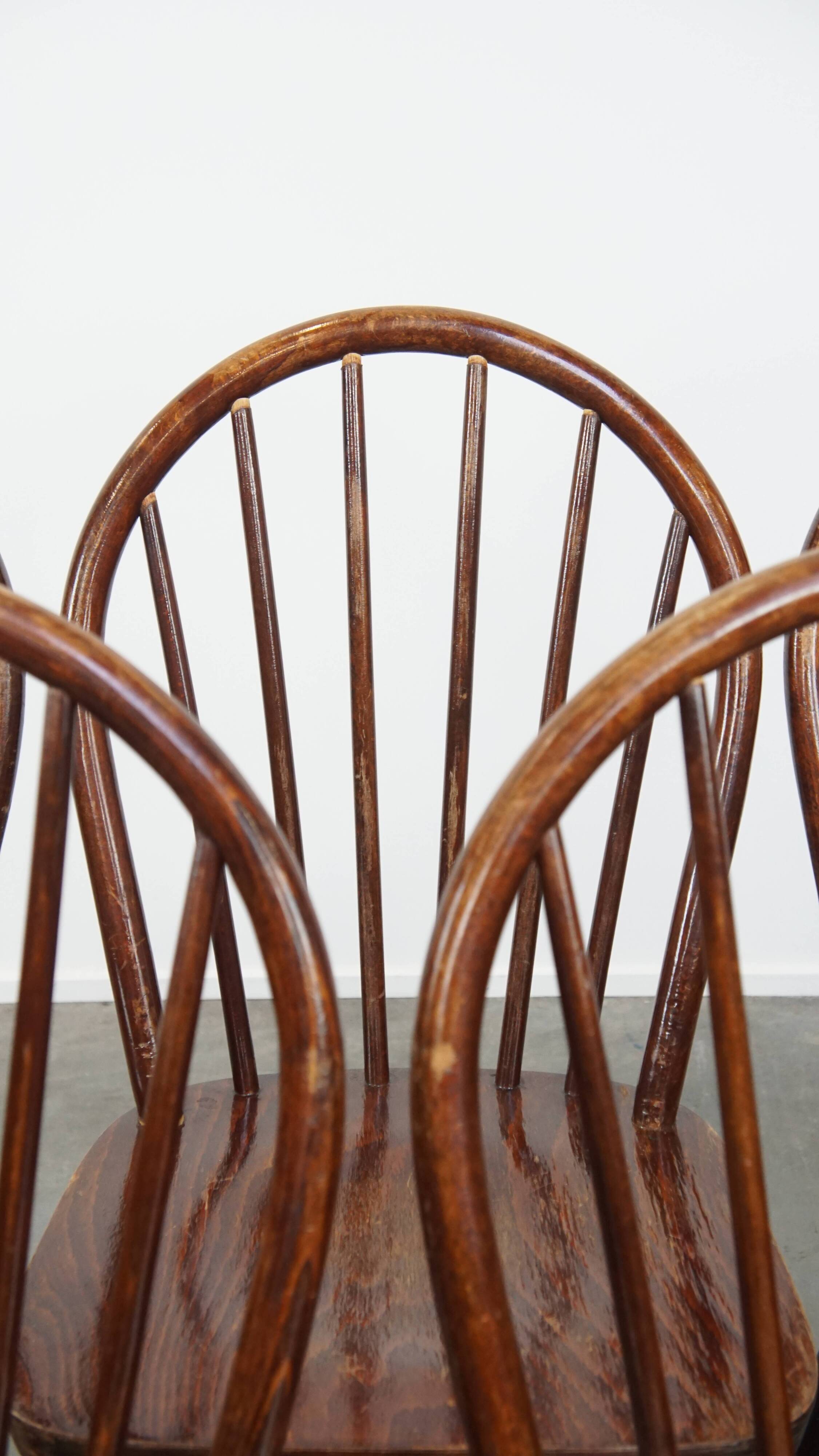 Set of 6 Vintage Wooden Windsor Spindle Chairs