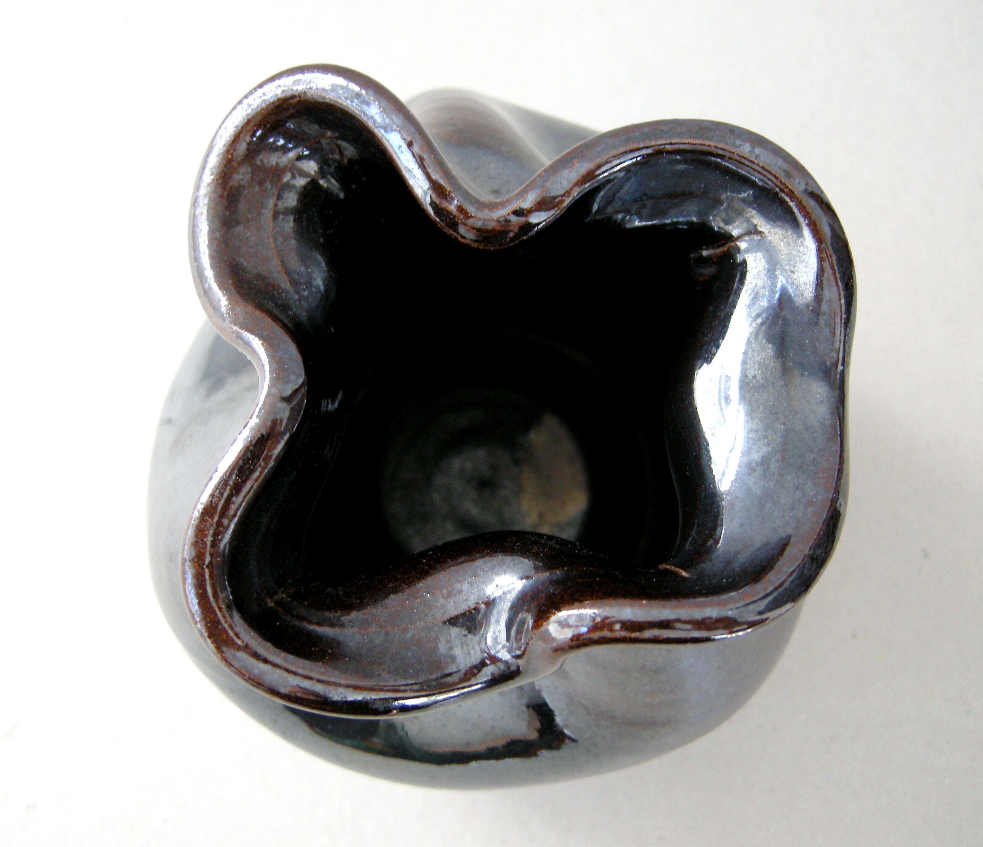 Vintage vase black iridescent 1950