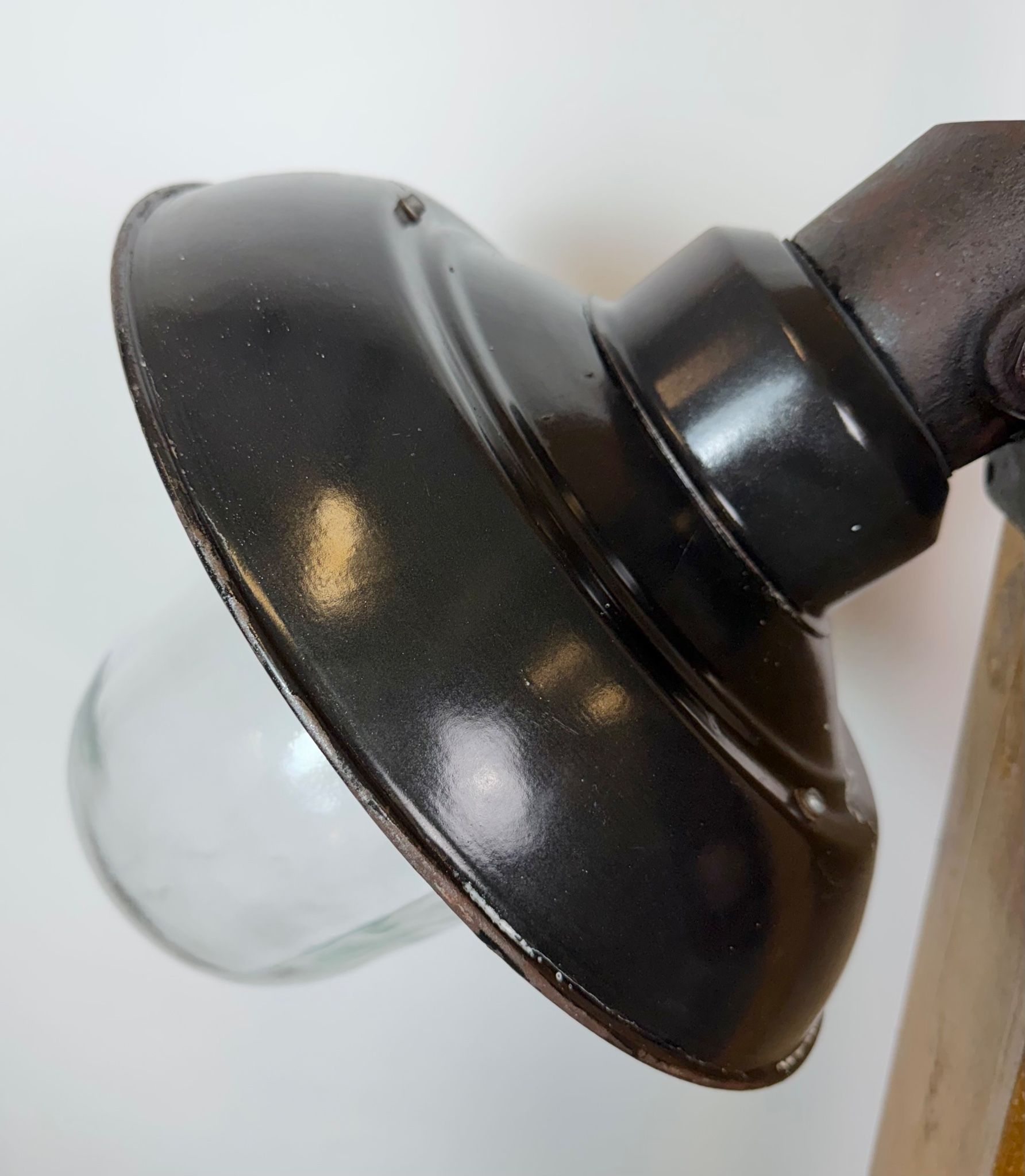 Vintage Industrial Black Enamel and Cast Iron Wall Lamp, 1960s