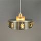 Danish hanging lamp made of glass, metal and with amber colored prisms