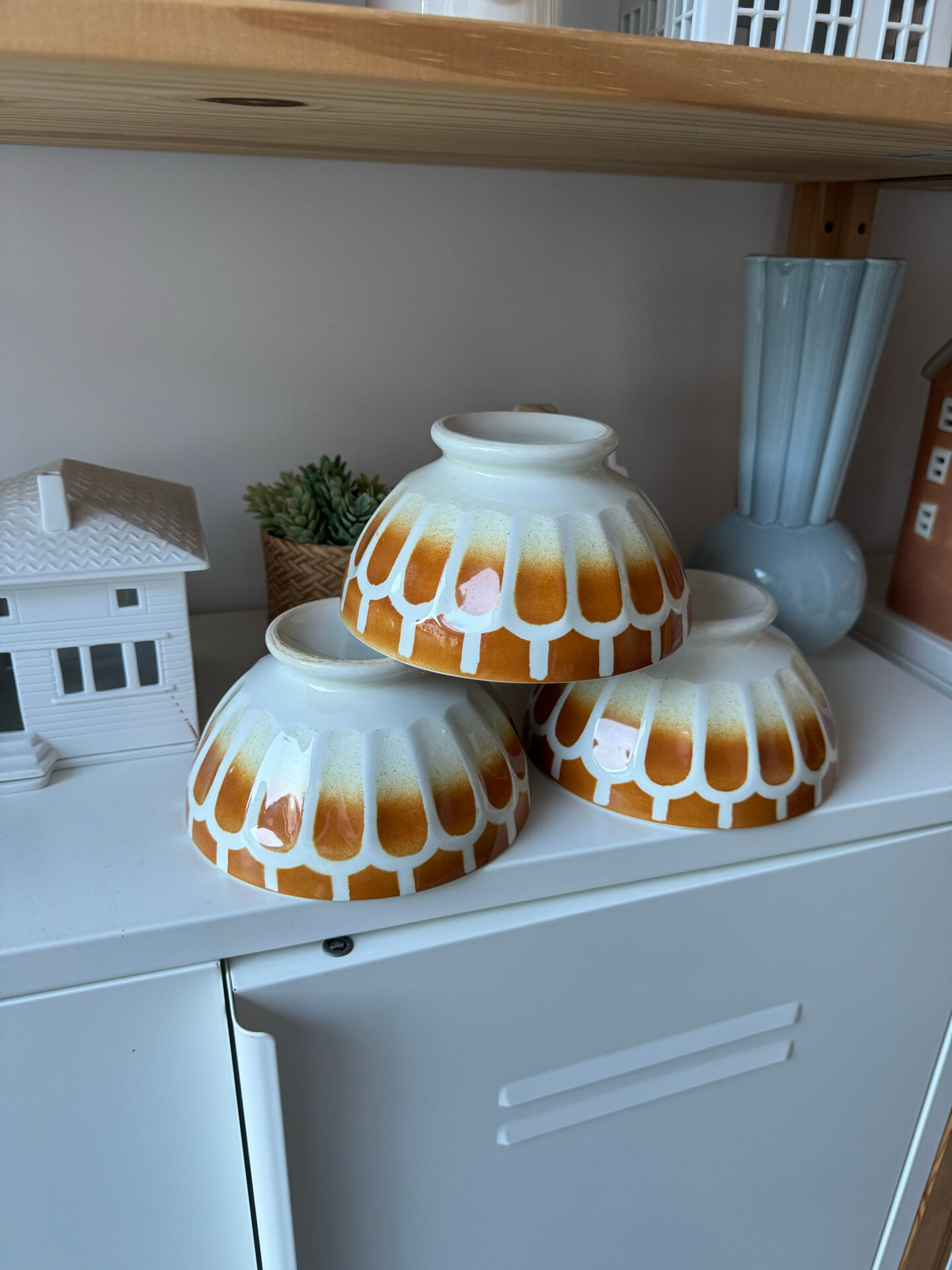 Set of 3 beautiful vintage Digoin bowls.