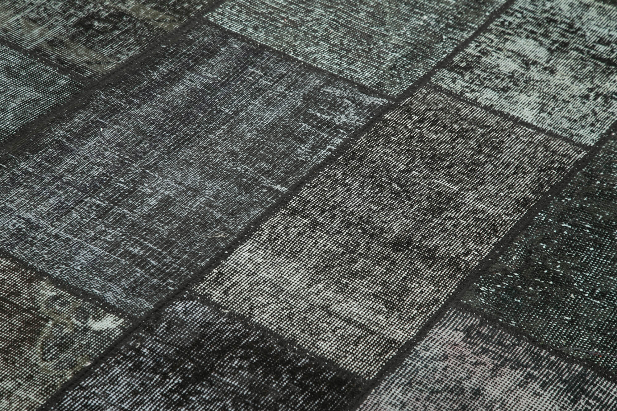 Hand-knotted oriental vintage 172 cm x 240 cm black patchwork carpet