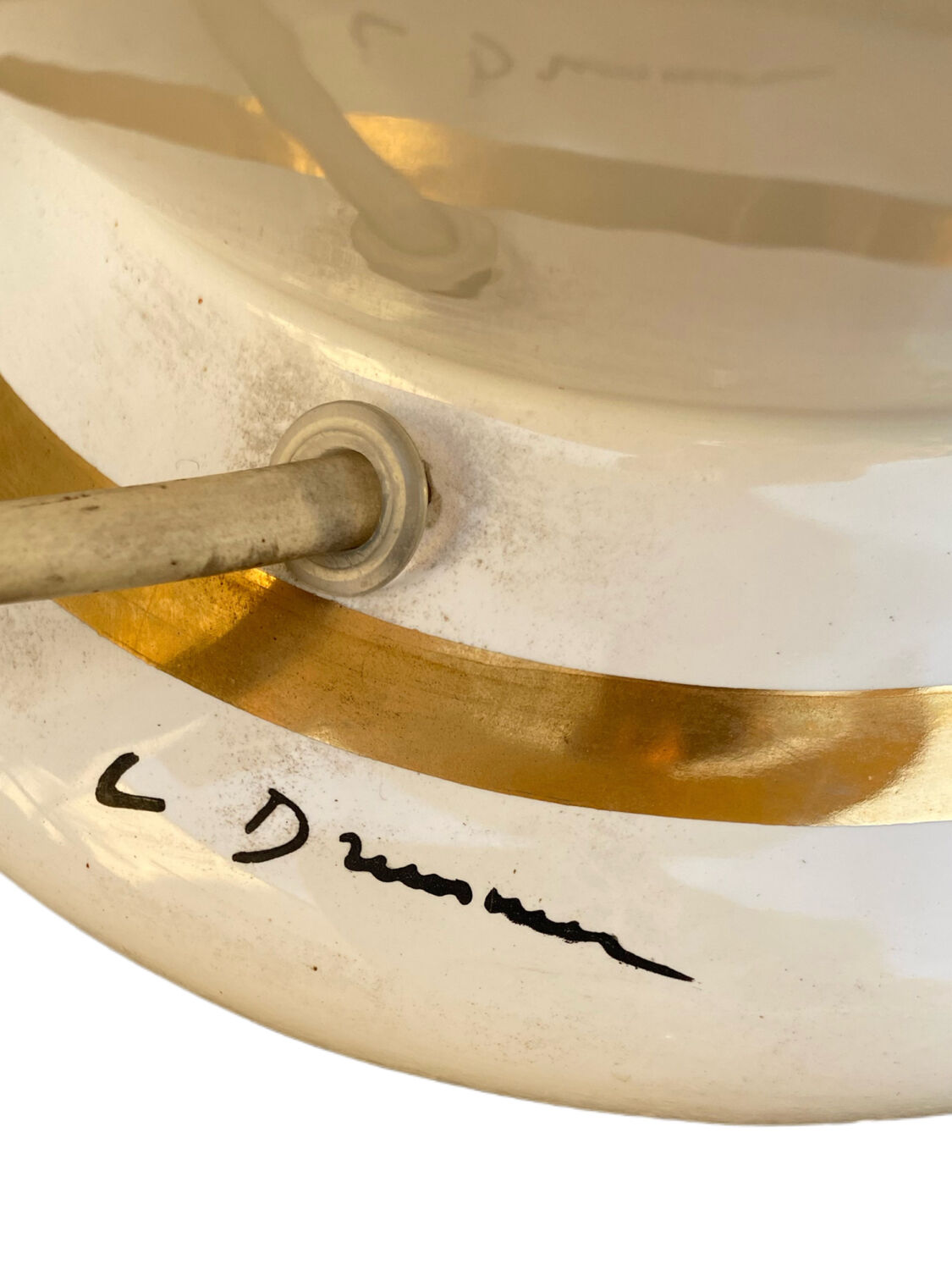 Large table lamp in white and gold porcelain