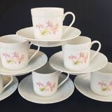 Set of six coffee cups and saucers, Limoges, Goumot Labesse